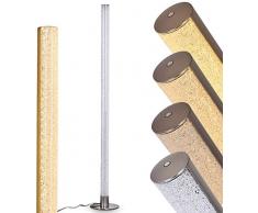 Lámpara de pie LED Pipe de metal en níquel mate, 1 x 14,5 vatios, 1200 lúmenes, 3000 Kelvin (blanco cálido), con efecto purpurina y atenuador táctil en la carcasa de tres fases