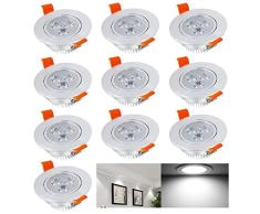 Hengda® 10 Piezas 3W LED Downlight Spot Lámpara de techo Lámpara de techo en blanco y frío Foco empotrable Set