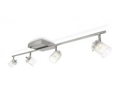 Philips myLiving Toile - Barra de focos, LED, 4 luces, iluminación interior, luz blanca cálida, 15000 h, 3 W, 230 V, color blanco