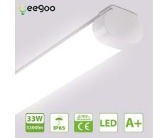 Oeegoo Tubo LED 120cm, 33W 3300Lm (reemplazo de bombilla de 300W) Tubo fluorescente, Impermeable IP65 Luminaria de Taller lámpara de baño Garaje Oficina Bodega Cocina blanco neutro 4000K