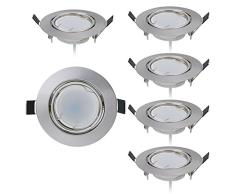 6 LED Foco Ultra Plano plano con LED Spot Módulo 230 V I 5 W y 450 lúmenes I blanco neutro 4000 K I 120 ° ángulo de haz I DIMM Bar I giro Bar I 70 mm de diámetro I techo empotrable redondo