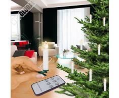 20 LED velas inalámbrico mando de velas navideñas Navidad Vela LED, Multifunción Electronic vela decoración de árbol de Navidad, Luces de Navidad, Luz Blanca Cálida, incluye mando a distancia Controller