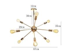Sputnik Lámpara De Araña Acabado Bronce 9-luces Mid Century Moderno Lámpara Colgante Industrial Cocina Lámpara De Techo Colgando Lámpara De Iluminación A 9 Luces