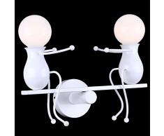 KAWELL Humanoide Creativo Lámpara de Pared Moderno Luz de Pared Simple Apliques de Pared Art Deco Max 60W E27 Base Hierro Titular para Dormitorio, Escalera, Pasillo, Restaurante, Cocina, Blanco