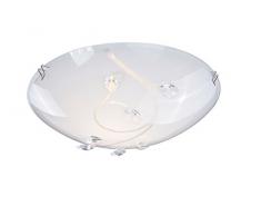 Globo-Lámpara de techo, níquel mate, opaco, diseño con motivos decorativos, cristal claros, d:250, h:85, exc. 1xe27 40 w, 230 V
