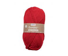 Glorex Lana premium 100% acrílico, fácil de aplicar, versátil, cálida, suave, no araña, 50 g, aprox. 140 m, rojo
