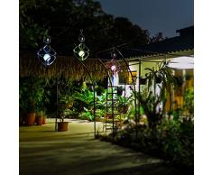 ALLOMN Luz de Energía Solar, Lámpara de Adorno de Jardín Lámpara de Bola de Cristal Accionado Solar Lámpara de Bola de Cristal Chispeante Del Viento Lámpara Colgante Que Cambia de Color