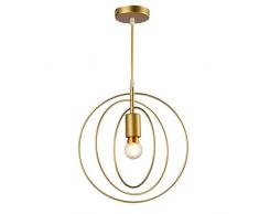 Lámpara de techo Retro Colgante Iluminación Industrial Moderna Vintage Luz Hierro Sin Cubierta de Tela Decorativa Comedor Pasillo Restaurante Sala de estar Cafe Corridor(Círculo,dorado)