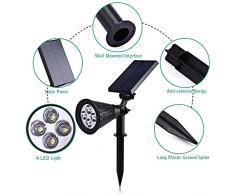 (2 Unidades ) T-SUN Foco Solar, Impermeable Luces Solares Exterior, 2 Modos de Iluminación Opcionales, ángulo de 180° Ajustable, Luz de Jardín para Entrada, Entrada, Camino. ( Blanco Natural 4000K )
