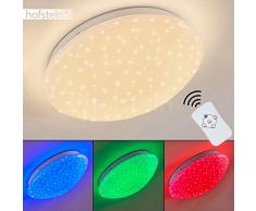 Lámpara de techo con efecto - LED Brighton con cielo estrellado y cambiador de color RGB - redondo con mando a distancia - con LEDs incorporados- regulable - luz nocturna