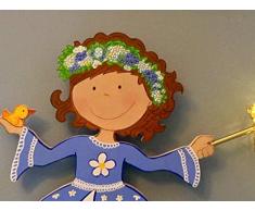 Lámpara princesa con pajarito, regalo original para una recién nacida o bebé, luz infantil para dormir, decoración para niña, cuadro de princesa