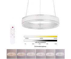 Lámpara de Techo Colgante Regulable - Iluminación Colgante de Acrílico, Lámpara de Techo LED Moderna, Temperatura del Color y Brillo Regulable a través de Mando a Distancia, 36W