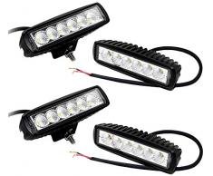 Leetop 4PCs 18W LED Lampara Coche Foco Reflector Luz de Trabajo Iluminacion de Coche Trabajo de luz Foco Reflector Lámpara Inundación Bar
