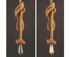 Cáñamo Cuerda lámpara plafón colgante E27 base, 1 X E27, E27 70W 220V(100cm)