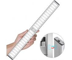 Debajo de las luces del gabinete, 78 luces de armario con sensor de movimiento LED, luces de armario recargables inalámbricas para armario, iluminación nocturna magnética adhesiva en cualquier lugar