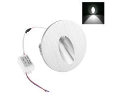 OurLeeme 1W Luz empotrada de pared LED redonda, Escalera Escalera Camino Lámpara de pared AC 100-245V (blanco frío)