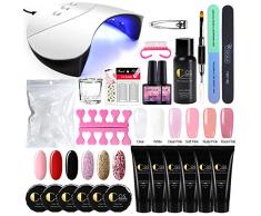 Saint-Acior 36W UV/LED Lámpara Uñas Secado Esmalte Semipermanente con Temporizadores 60/90/120s 6PCS Poly UV Gel Gel Extensión Gel Constructor Top Coat Base Coat Manicura Kit
