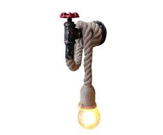Hines Lámpara Cuerda Tubería de agua Vintage,Loft cuerda lámpara de pared portalámparas Lámpara de pared antiguo retro un de luces E27 disignjet lámpara Piso Proyección de cocina