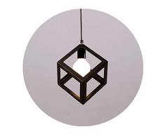 Vintage Industrial Colgante Iluminación Retro Lámparas de Techo Metal Colgante de Luz, Cubo Iluminación Colgando Pantalla de la Lámpara Para la Cocina Loft Restaurante Coffee (Negro, E27 Base)