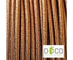 Cable eléctrico redonda de madera con revestimiento de tela de color cobre Lame '2 x 0,75 para luces de techo, lámparas, Pantalla para lámpara design. Made in Italy: