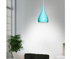 Moderno Diseño Colgante de Luz - Industrial Lágrima forma Iluminación Colgante de Aluminio, E27 Lámpara de Techo para Loft Dormitorio Restaurante Café (Azul)