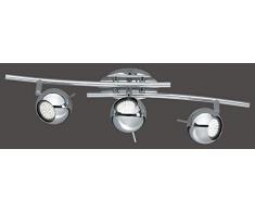 Trio Serie 8180 - Barra de foco para interior con 3 luces, GU10, LED, cromo, 280 lm, color plateado