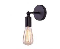 Apliques de pared vintage industrial negro de metal plafón lámpara retro aplique interior decoración para salón, cocina, pasillo, dormitorio, cafetería, bar