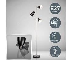 B.K.Licht Lámpara de pie diseño I 3 luces I Negro I Bombilla E27 máx. 25 W (excl.) I Altura 1665mm I Métalica I Para salón, dormitorio y estudio