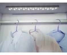 Naeve Leuchten 4069516 - Lámpara led para armarios (plástico, incluye 20 ledes de 0,75 W y 5 pilas AAA de 1,5 V, con sensor de movimiento, 50 x 3 x 1,8 cm, montaje magnético, luz blanca), color gris