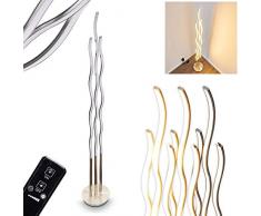 Lámpara de pie de acero niquelado mate - Lámpara de pie LED para dormitorios - Salón - Esta lámpara es regulable con el mando a distancia suministrado