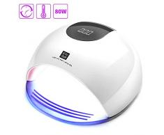 Lámpara LED UV Uñas, HALOVIE 80W Lámpara Secador de Uñas LED UV Gel Esmalte de Uñas Curado Luz Máquina Pantalla LCD Táctil Sensor Automático con 4 Temporizadores Profesional para Manicura Pedicura