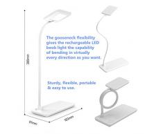Lamparas LED Flexible lamparas de Mesa 3 Niveles Regulable Lámpara Escritorio Led USB Recargable.(Blanco)