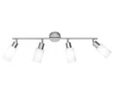 Reality Leuchten R80014007 - Lámpara de Techo con 4 Luces (Níquel Mate Y Cristal Opalino Mate blanco, 60 cm, 4 Bombillas E14 de 40 W Máx., Bombillas No Incluidas)