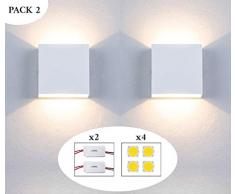 Apliques Pared led Set 2 uds con repuestos de Driver y Leds Forma Cuadrada 6W Aplique Pared Interior Salon Dormitorio pasillos Negocios lampara Pared Color Blanco luz Calida