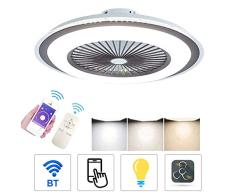 Ventilador De Techo Con Iluminación, Iluminación LED, Velocidad Del Viento Ajustable, Regulable Con Control Remoto, Luz De Techo LED Moderna Para Niños Lámpara De Techo Para Sala De Estar,Bronce