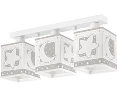 Dalber 63233E Moon and Stars, Lámpara regleta 3 luces Luna y estrellas gris, E27, Clase de eficiencia energética A++ a C