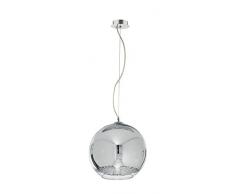 Ideal Lux Discovery SP1 D30 E27 60W Cromo iluminación de techo - Lámpara (Dormitorio, Salón, Oficina, Cromo, IP20, Cepillado, Alrededor, Cromo, Vidrio, Metal)