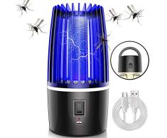 Queta Lámpara Antimosquitos USB Recargable, UV Asesino de Insectos Eléctrico Portátil, 2 en 1 Lámpara de Asesino del Larvas Mosquito Noche Lámpara LED para Interior y Exterior Camping