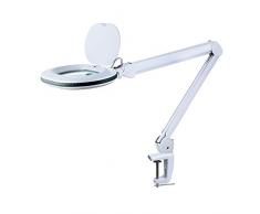Lumeno 861XGR Lámpara de Lupa Lámpara de Puesto de Trabajo con Gran Lente Ovalada 110x150mm Ayuda 3 y 5 dioptrías 5 dioptrías