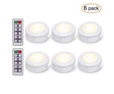 Elfeland Luces Nocturnas LED 6pcs Luces para Gabinetes RGB 4000K 120LM 2.4W Lámpara de Armario con Dos Remoto con Baterías (no Incluidas) Inalámbrica Blanca Cálida para Cocina Pasillo