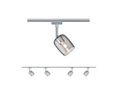 Paulmann 96899 Juego URail Sistema de raíles Blossom máx. 4x10 W, raíl de iluminación, Mate, Cromo, Vidrio Ahumado, lámpara, Metal, plástico, riel de Techo G9