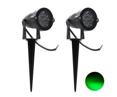 2 Packs, 5W LED Impermeable IP65, Luz de Paisaje al Aire Libre AC 85-265V Focos de exterior , de iluminación Para Calzada, Patio, Cesped, Pathway, Jardín (Verde)