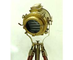 Nautical Replica Hub Lámpara de pie con trípode de Madera Antigua, diseño Industrial, Estilo Vintage
