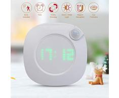 Luz Nocturna Sensor De Movimiento Luz Nocturna Con La Potencia De La Batería Del Reloj Pir Sensor Escaleras Lámpara De Pared De Brillo Ajustable Imán Infrarrojo Lámpara De Noche