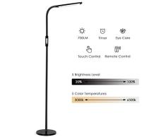 Albrillo Lámpara de Pie LED 8W - Luz de Lectura Moderna, con Control Táctil y Remoto, 5 Temperaturas de Color y 5 Brillos Ajustables, Temporizador y Modo Nocturno, para Salón y Dormitorio, Negro