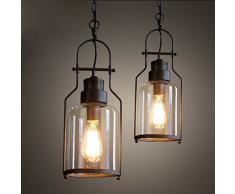 bayc Ejército Farol Retro Vintage lámpara colgante techo la Industria araña lámpara de techo Casquillo E27 Regulable con Cristal para salón comedor restaurante