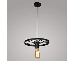 XINYANSEE®Retro Vintage Industrial Colgante de Luz,Lámpara de Techo Luz Colgante Retro Negro Metal Techo Colgante Lámpara Luz Industrial E27,Lámpara Colgante para Loft Restaurante Barra