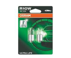 OSRAM ULTRA LIFE R10W, Lámpara halógena, luz trasera, luz de matrícula, de estacionamiento y de posición, 5008ULT-02B, automóvil de 12 V, ampolla doble (2 unidades)