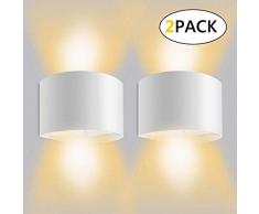 LEDMO Aplique Pared led 12W*2 Blanco Cálido 3000K 1000lm Lampara Pared Moderno IP65 Impermeable Interior Blanco Semicircular