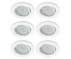 Trango 6 conjunto Luz empotrada LED TG6729-066GU5SD blanco redondo incl. 3 niveles de bombillas LED regulables Luces empotradas blancas cálidas 3000K focos de techo, lugares empotrados, luz de techo